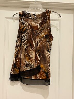 Women's Brown Printed Sleeveless Blouse